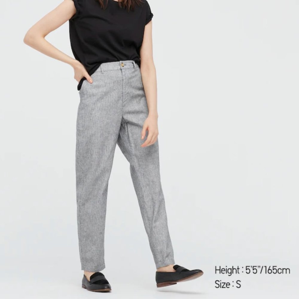 Uniqlo cotton linen taper pants gray M
